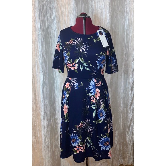 Vint@ge Future XL Blue Floral Flowy Sun Dress - Picture 1 of 3